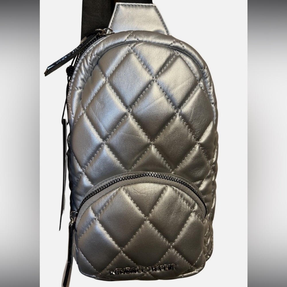Kendall & Kylie Silver Quilted Backpack